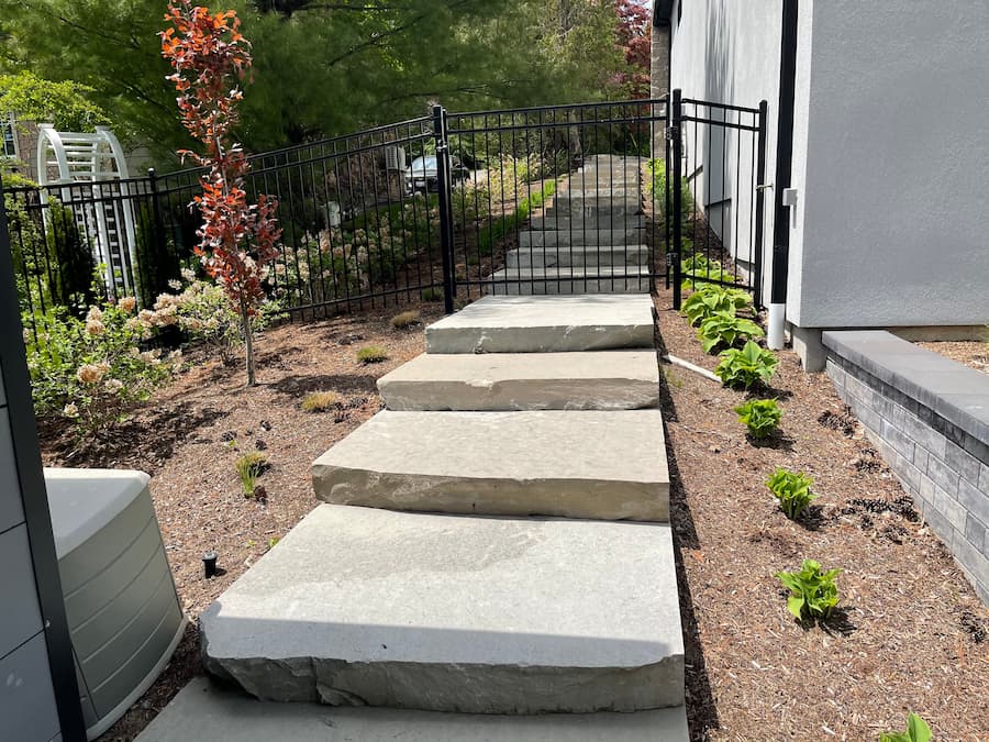 Angled view of concrete steps