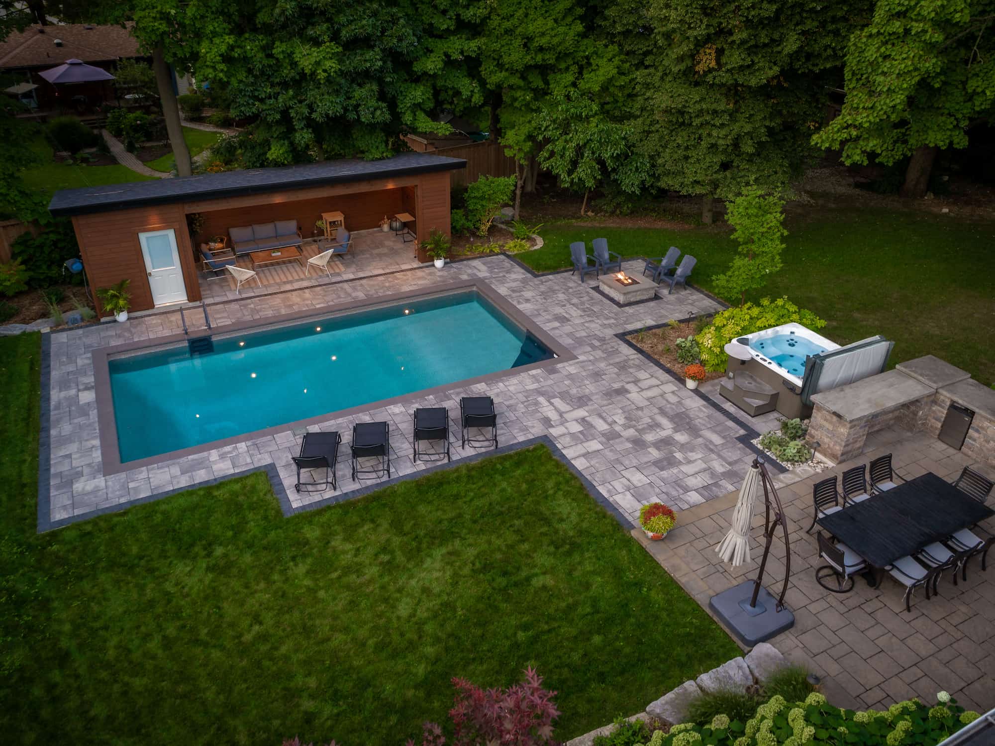 A pool installed next to outdoor living space areas.