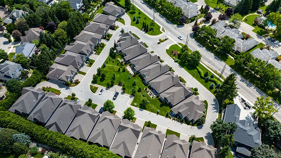 Aerial view of condo multi-family landscape maintenance