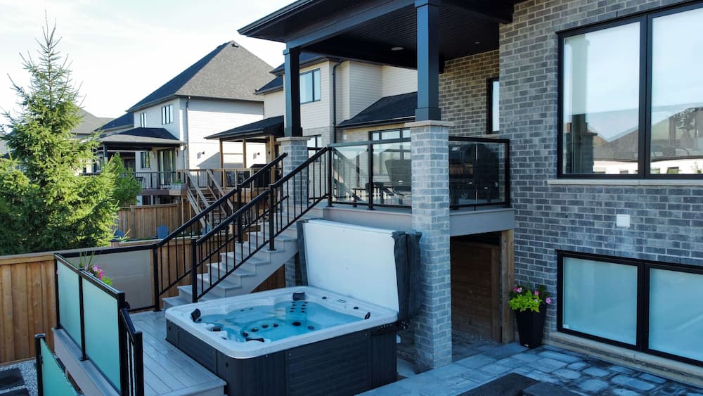 Outdoor stairs and pool